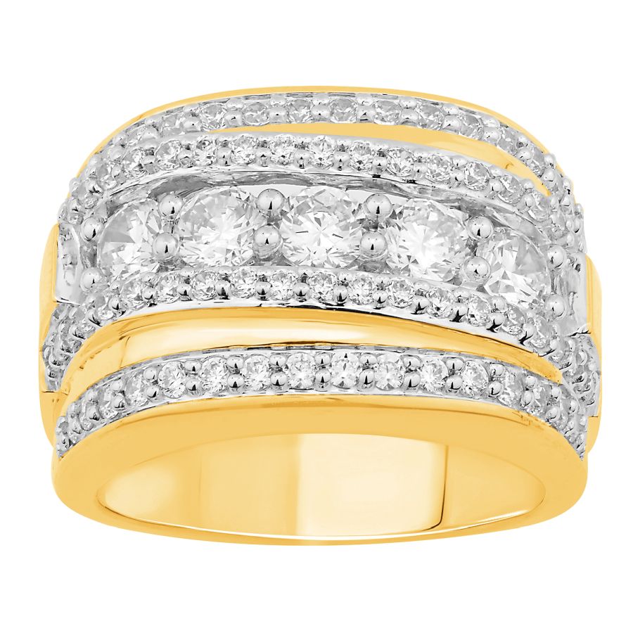 MEN'S BAND 3.00CT ROUND DIAMOND 10K YELLOW GOLD - Image 1