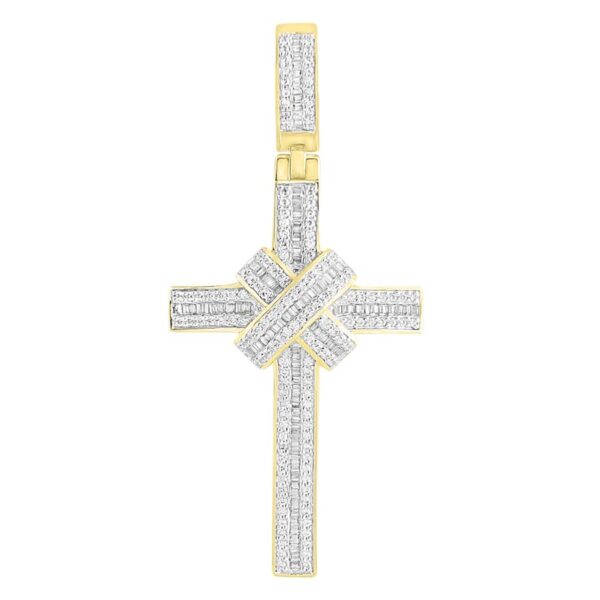 MEN'S CHARM 1.00CT ROUND/BAGUETTE DIAMOND 10K YELLOW GOLD