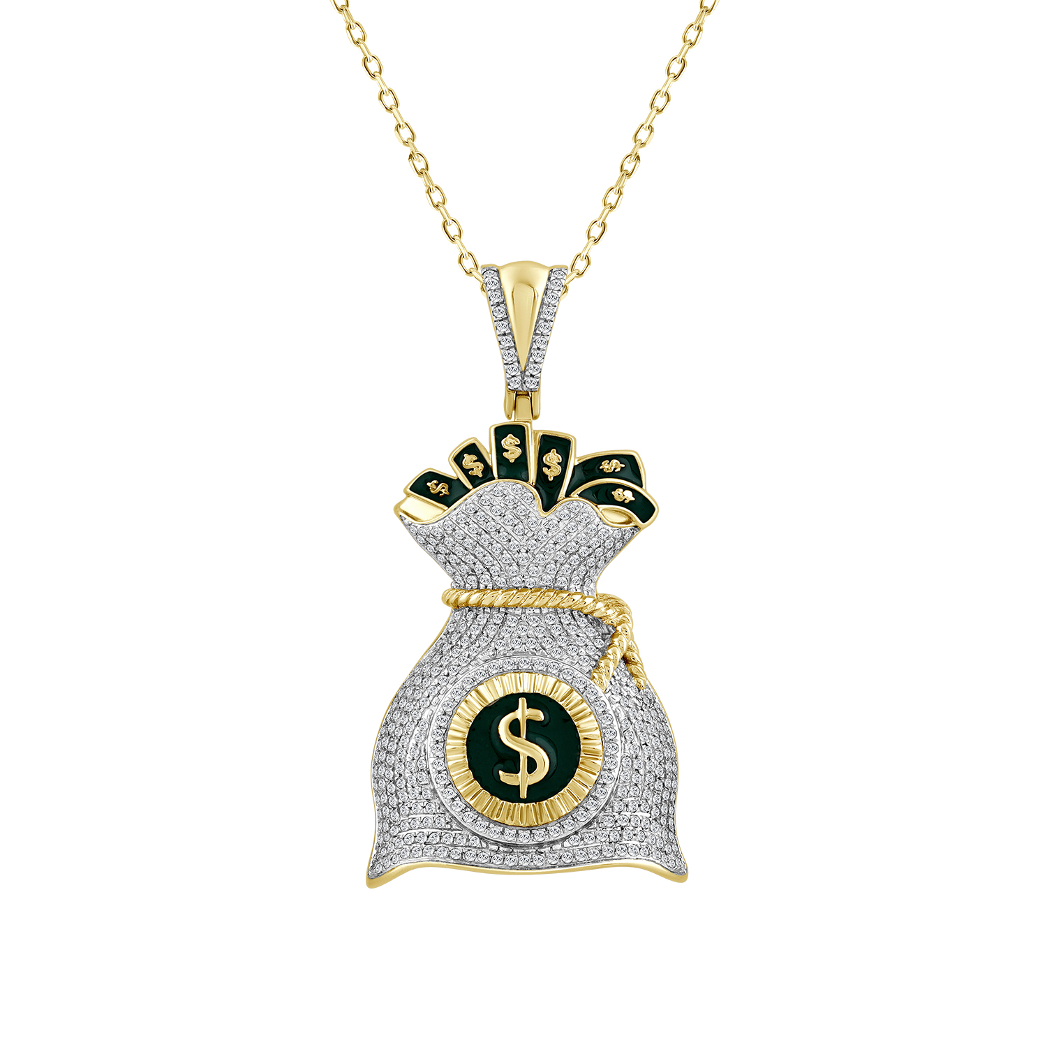 MEN'S PENDANT 1.00CT ROUND DIAMOND 10K YELLOW GOLD - Image 1
