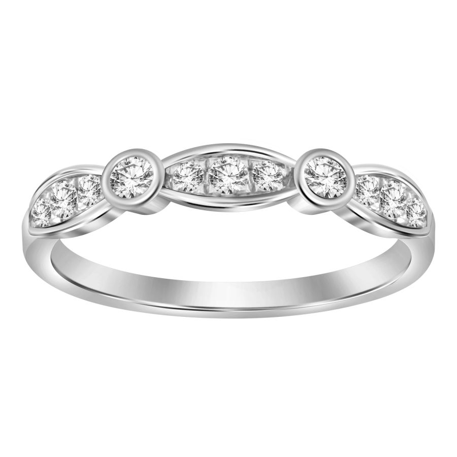 LADIES BAND 0.25CT ROUND DIAMOND 14K WHITE GOLD - Image 1