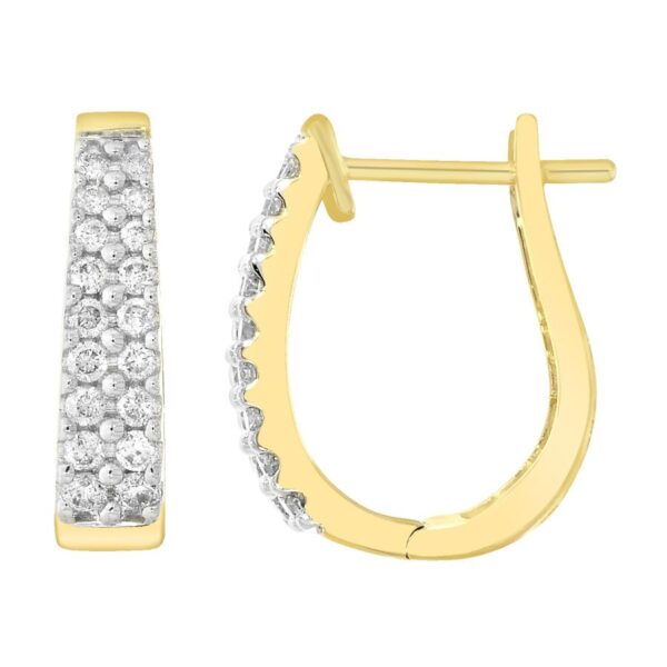LADIES HOOP EARRINGS 0.50CT ROUND DIAMOND 14K YELLOW GOLD (SI QUALITY)