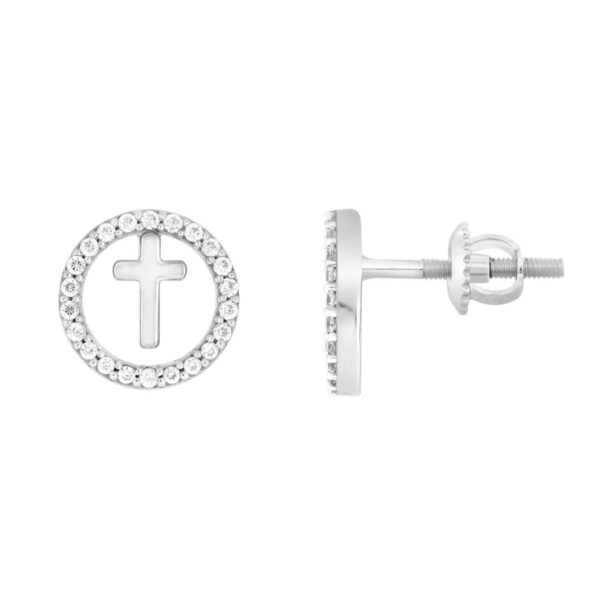 LADIES STUD EARRINGS 0.25CT ROUND DIAMOND 10K WHITE GOLD