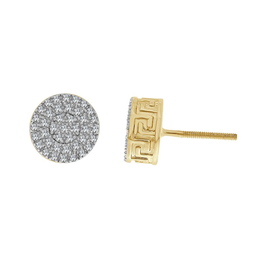 LADIES STUD EARRINGS 0.25CT ROUND DIAMOND 10K YELLOW GOLD - Image 1