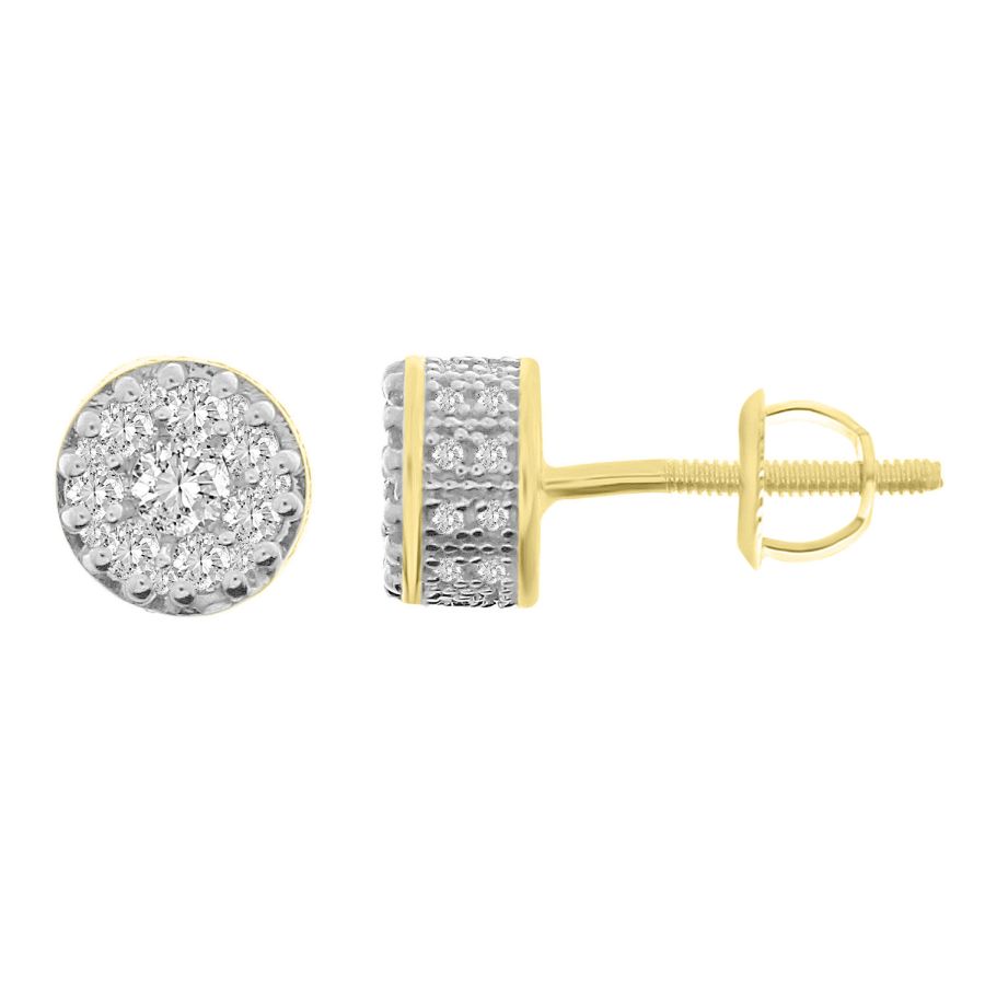 LADIES EARRINGS 0.50CT ROUND DIAMOND 10K YELLOW GOLD - Image 1