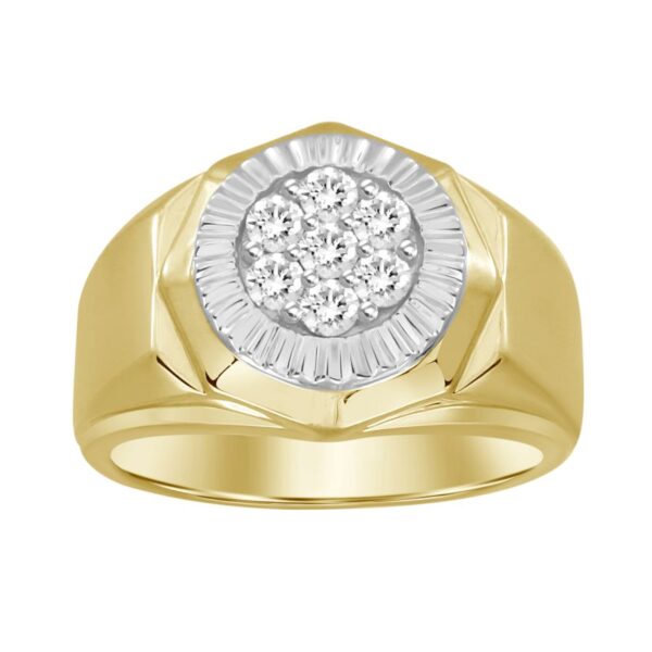 MEN'S RING 0.50CT ROUND DIAMOND 10K WHITE/YELLOW GOLD