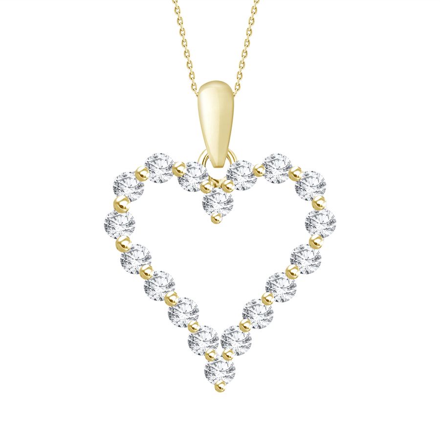 LADIES HEART PENDANT 0.25CT ROUND DIAMOND 14K YELLOW GOLD (SI QUALITY) - Image 1