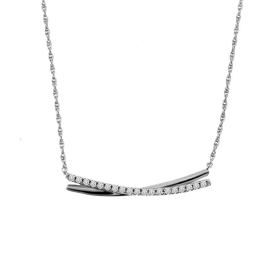 LADIES PENDANT WITH CHAIN 0.20CT ROUND DIAMOND 10K WHITE GOLD - Image 1