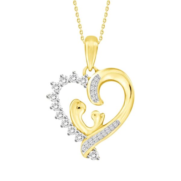 LADIES PENDANT 0.20CT ROUND DIAMOND 10K YELLOW GOLD
