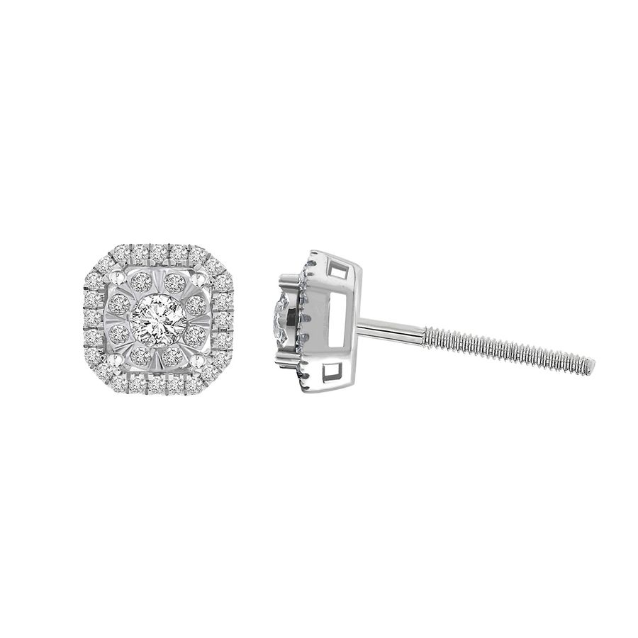 LADIES EARRINGS 0.33CT ROUND DIAMOND 10K WHITE GOLD - Image 1