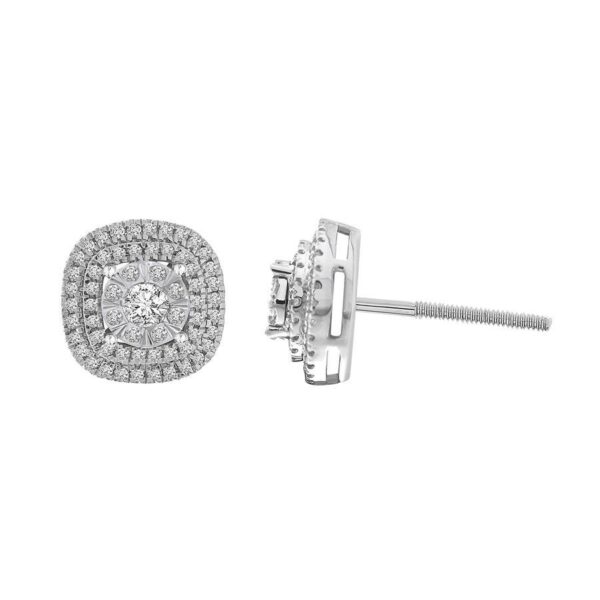 LADIES EARRINGS 0.50CT ROUND DIAMOND 10K WHITE GOLD