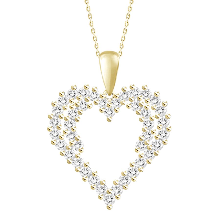 LADIES PENDANT WITH CHAIN 0.50CT ROUND DIAMOND 10K YELLOW GOLD - Image 1