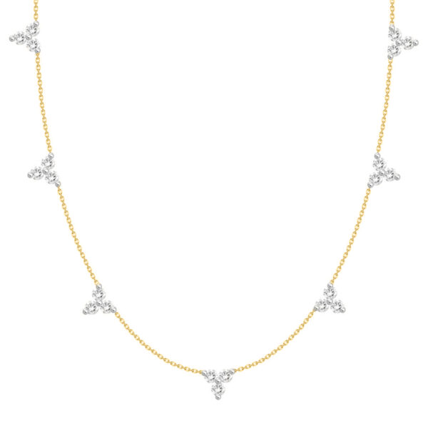 LADIES NECKLACE 1.00CT ROUND DIAMOND 14K YELLOW GOLD