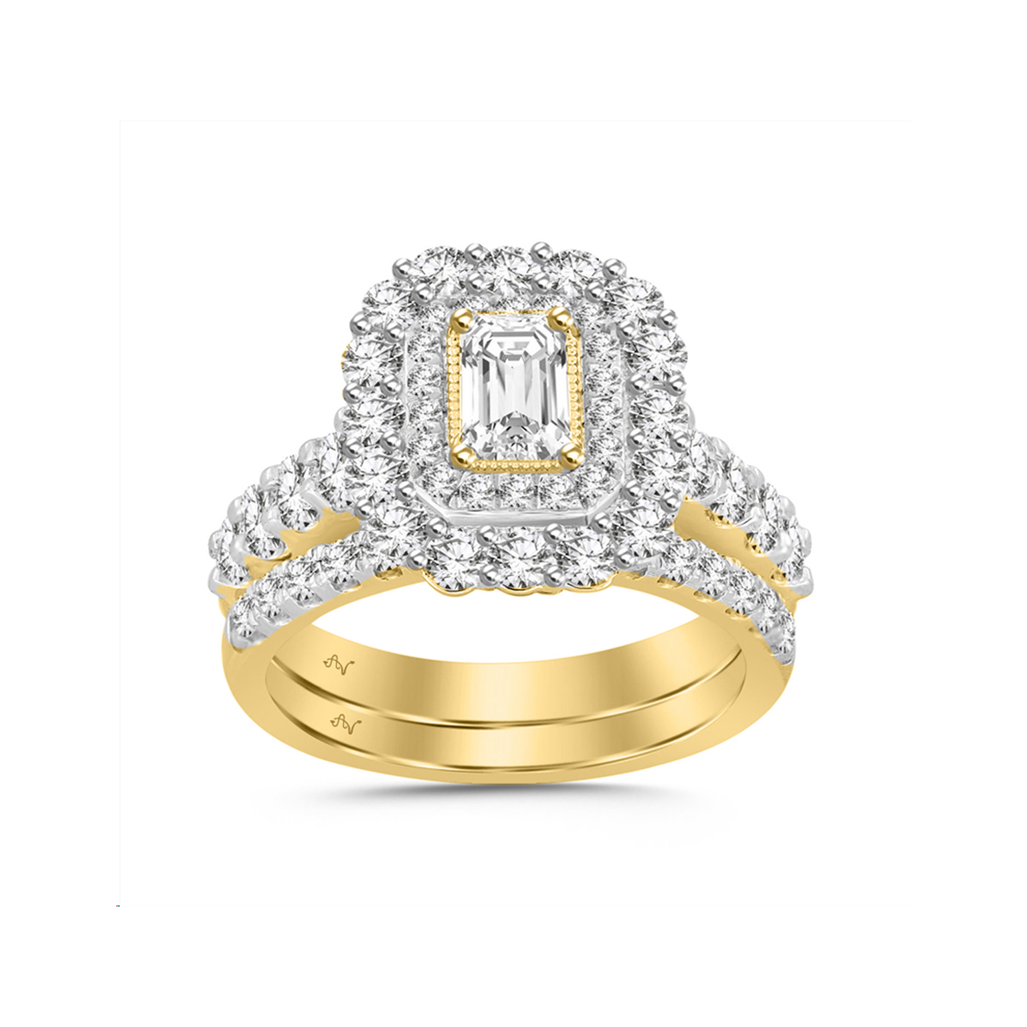 LADIES BRIDAL SET 2.00CT ROUND DIAMOND 14K YELLOW GOLD - Image 1