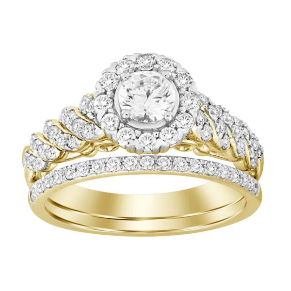 LADIES BRIDAL SET 1.00CT ROUND DIAMOND 14K YELLOW GOLD