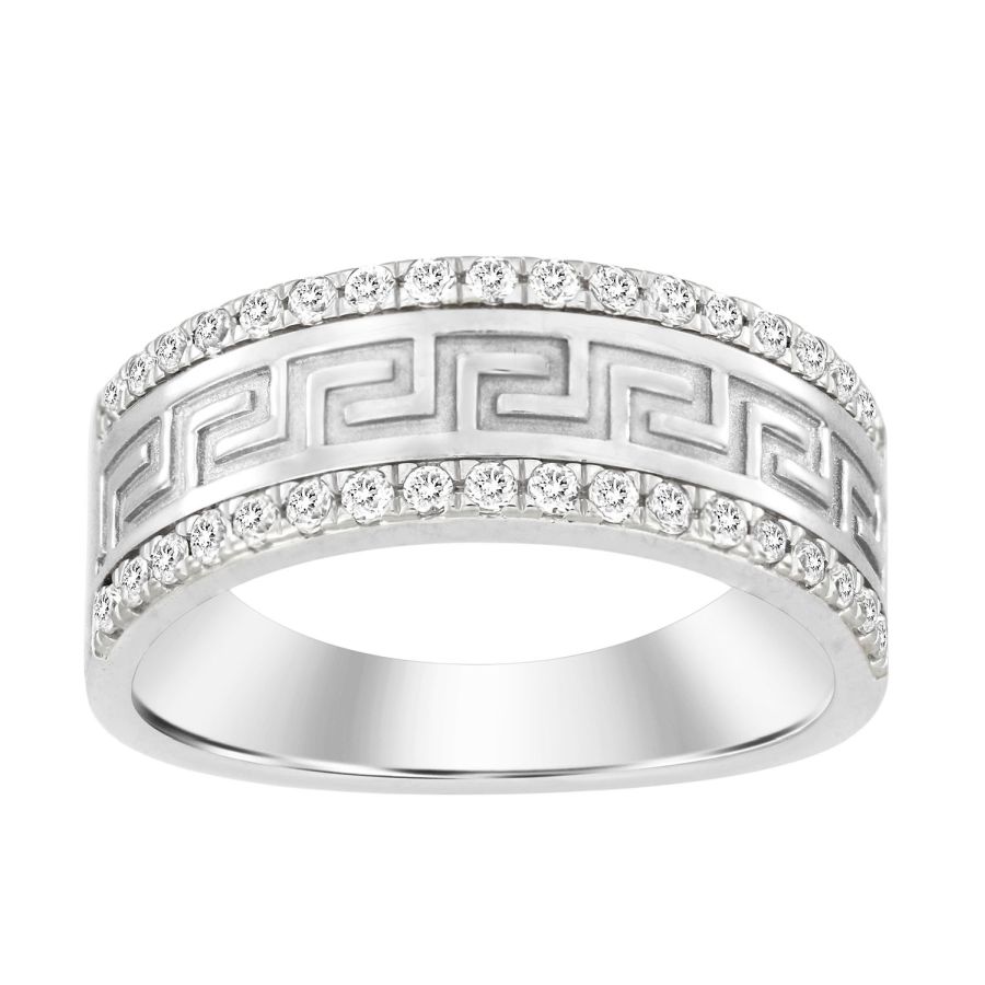 MEN'S BAND 0.50CT ROUND DIAMOND 14K WHITE GOLD - Image 1