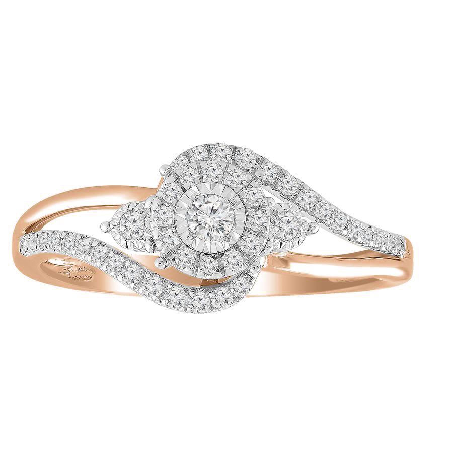 LADIES RING 0.25CT ROUND DIAMOND 10K ROSE GOLD - Image 1