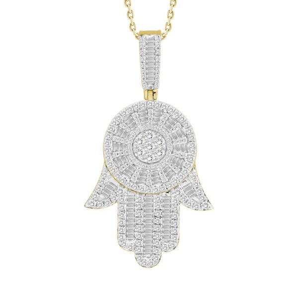 MEN'S CHARM 1.50CT ROUND/BAGUETTE DIAMOND 10K YELLOW GOLD