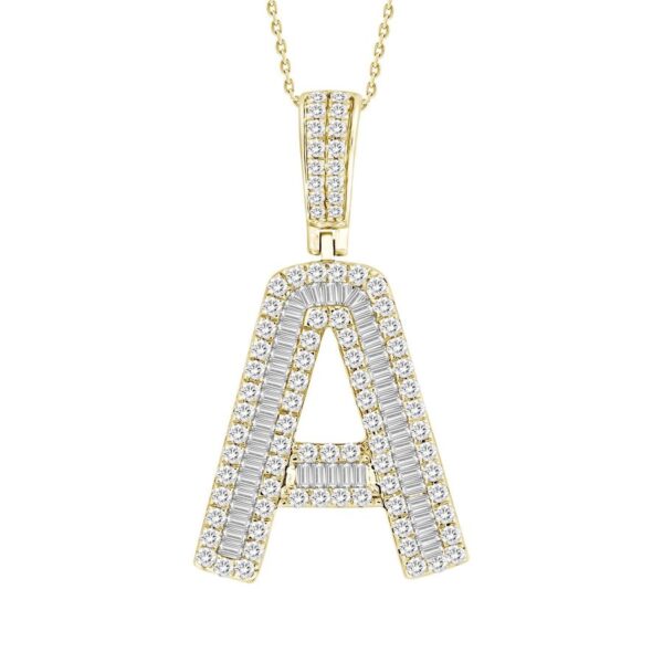 MEN'S CHARM 1.50CT ROUND/BAGUETTE DIAMOND 10K YELLOW GOLD