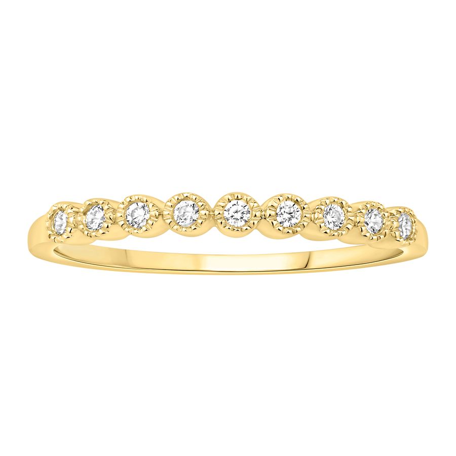 LADIES STACKABLE BAND 0.11CT ROUND DIAMOND 10K YELLOW GOLD - Image 1