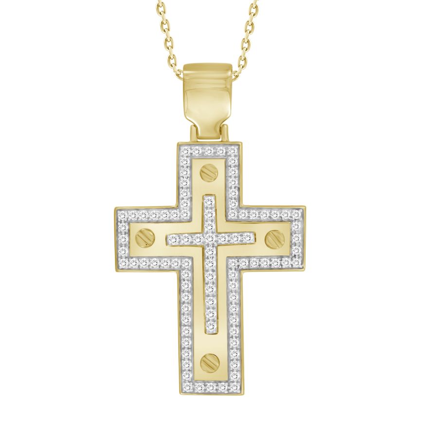 MEN'S PENDANT 0.50CT ROUND DIAMOND 10K YELLOW GOLD - Image 1