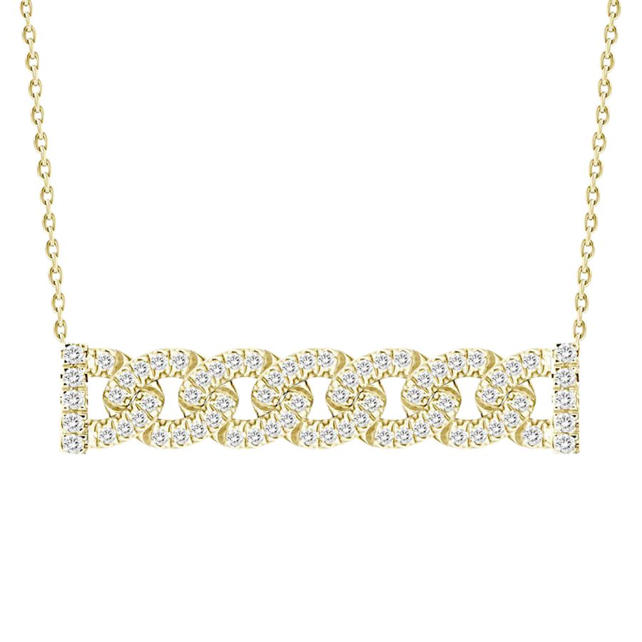 LADIES NECKLACE 0.25CT ROUND DIAMOND 14K YELLOW GOLD - Image 1