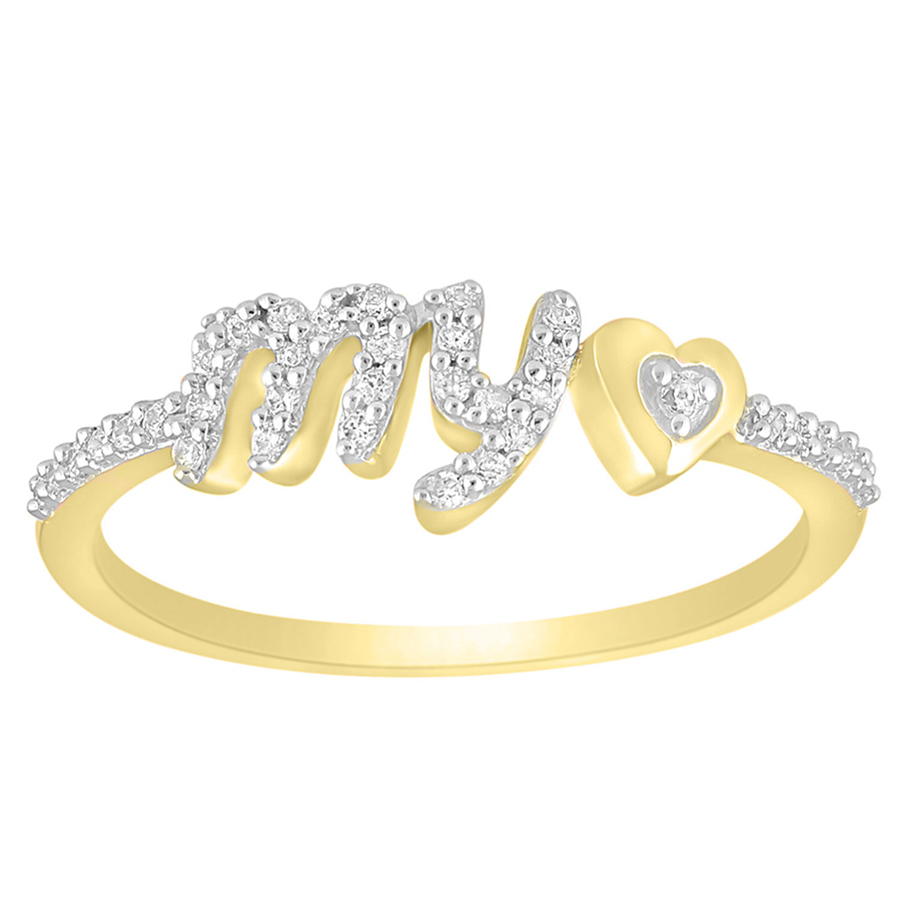 LADIES RING 0.15CT ROUND DIAMOND 10K YELLOW GOLD - Image 1