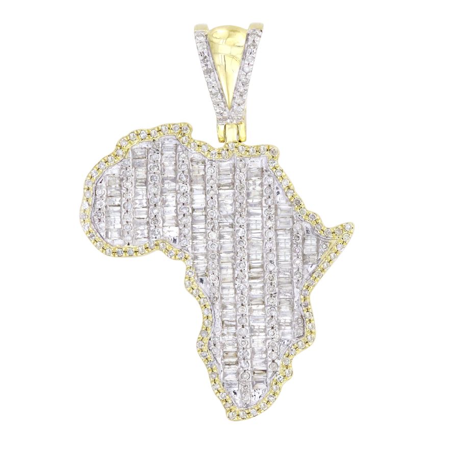 MEN'S CHARM 1.30CT ROUND/BAGUETTE DIAMOND 10K YELLOW GOLD - Image 1