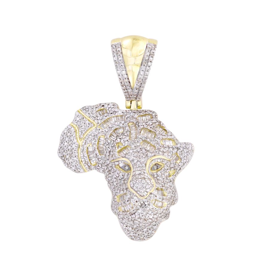 MEN'S CHARM 1.50CT ROUND/BAGUETTE DIAMOND 10K YELLOW GOLD - Image 1