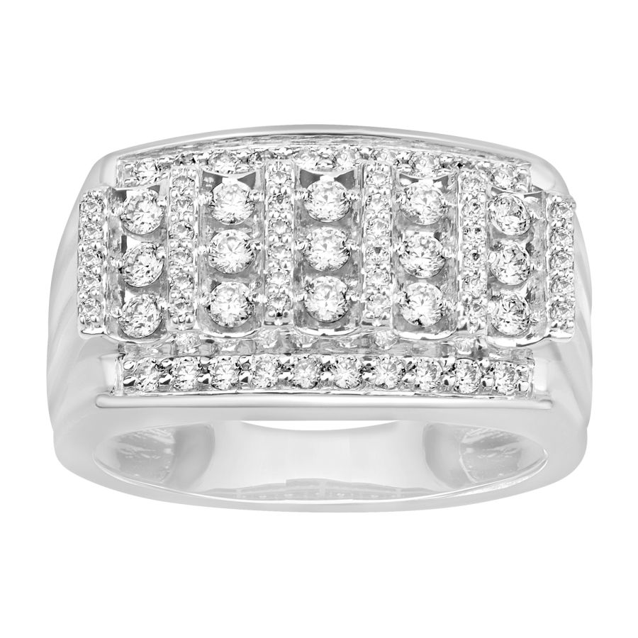 MEN'S BAND 1.00CT ROUND DIAMOND 10K WHITE GOLD - Image 1