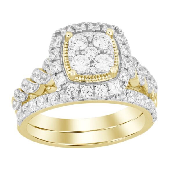 LADIES BRIDAL SET 1.50CT ROUND DIAMOND 14K YELLOW GOLD