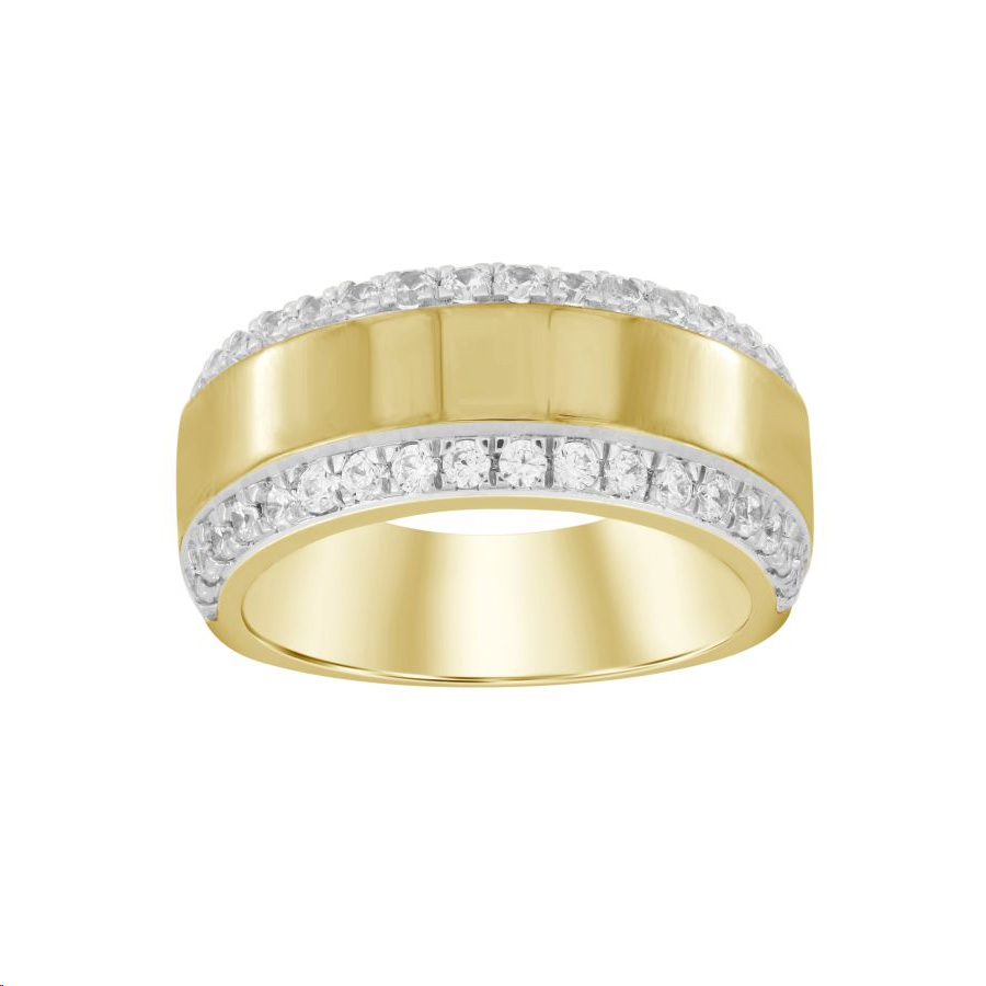 MENS BAND 1.00CT ROUND DIAMOND 14K YELLOW GOLD - Image 1