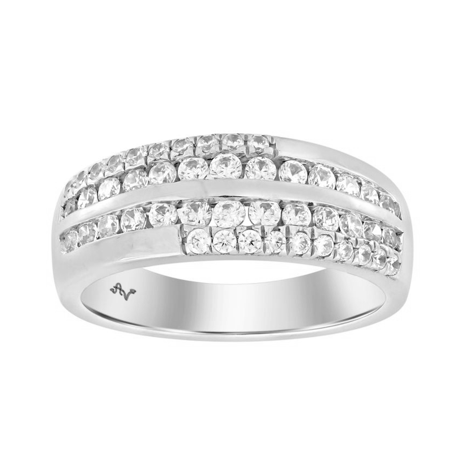 MEN'S BAND 1.00CT ROUND DIAMOND 10K WHITE GOLD - Image 1