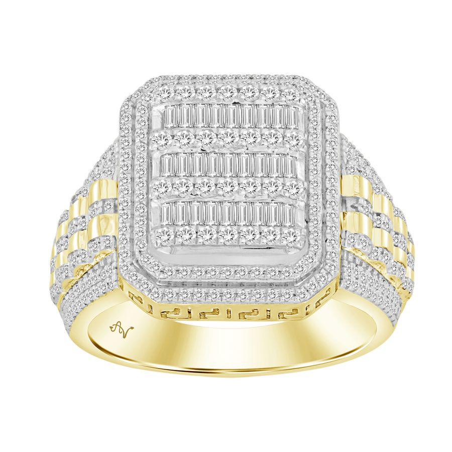 LADIES RING 1.00CT ROUND/BAGUETTE DIAMOND 10K YELLOW GOLD - Image 1