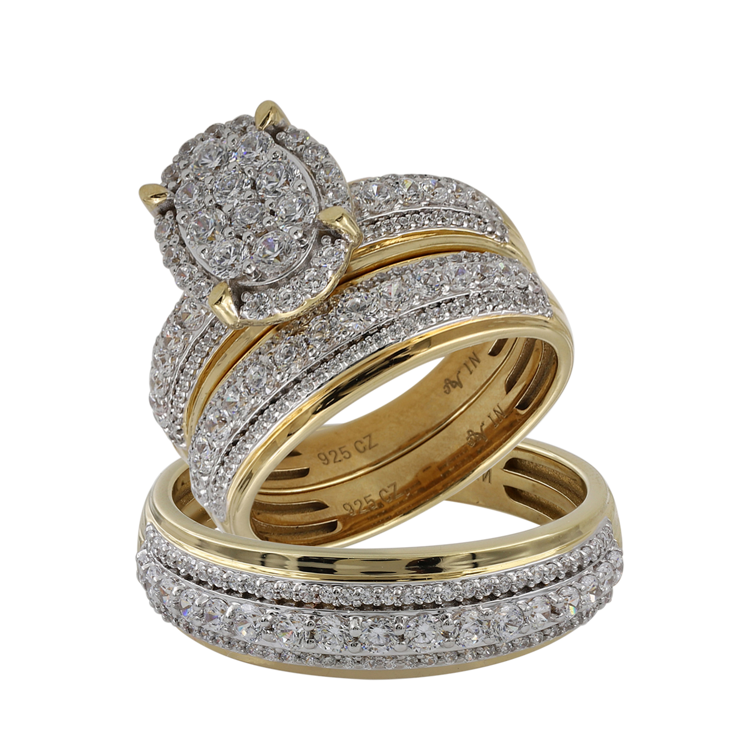 LADIES TRIO SET 2.00CT ROUND DIAMOND 10K YELLOW GOLD - Image 1