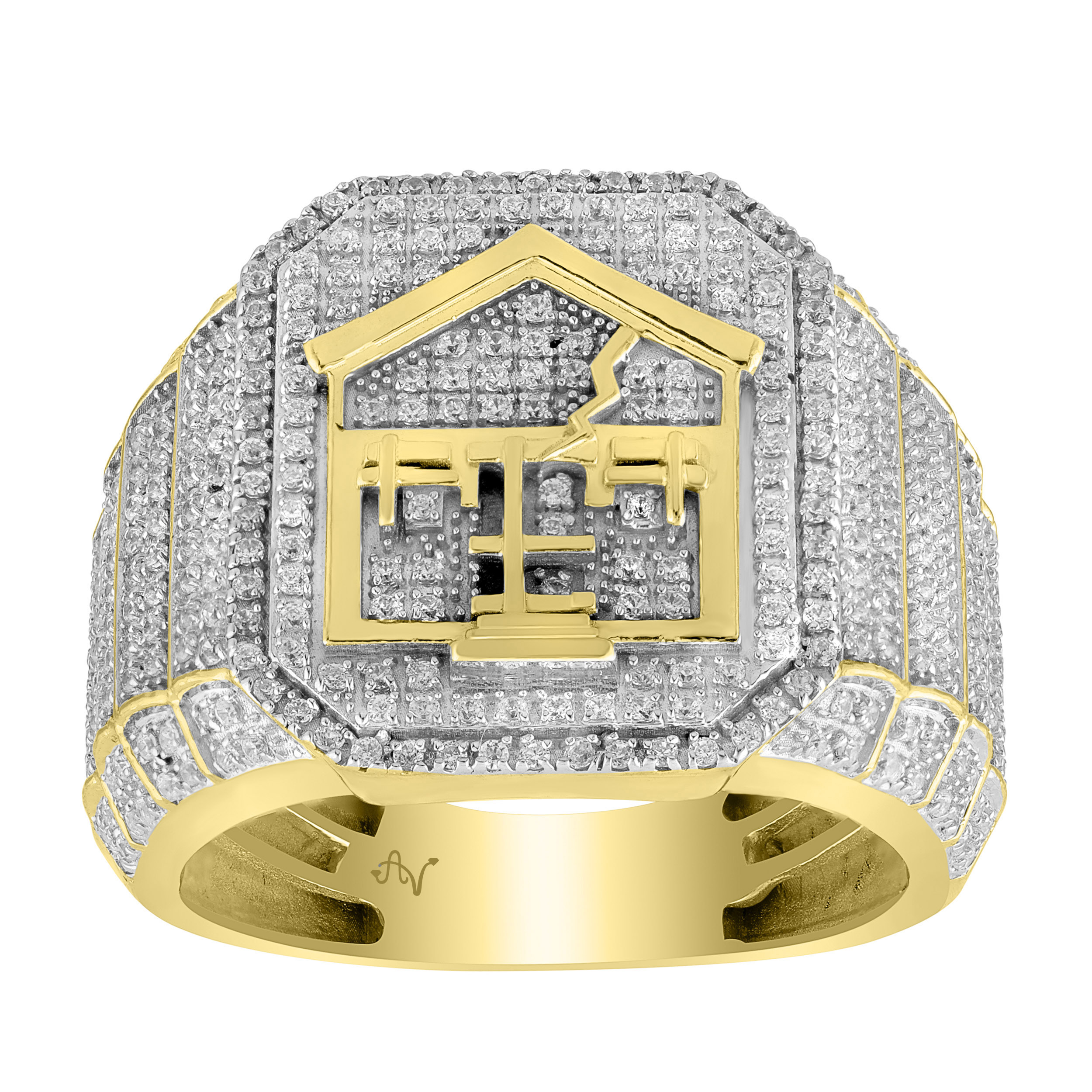 MENS RING 1.00CT ROUND DIAMOND 10K YELLOW GOLD - Image 1