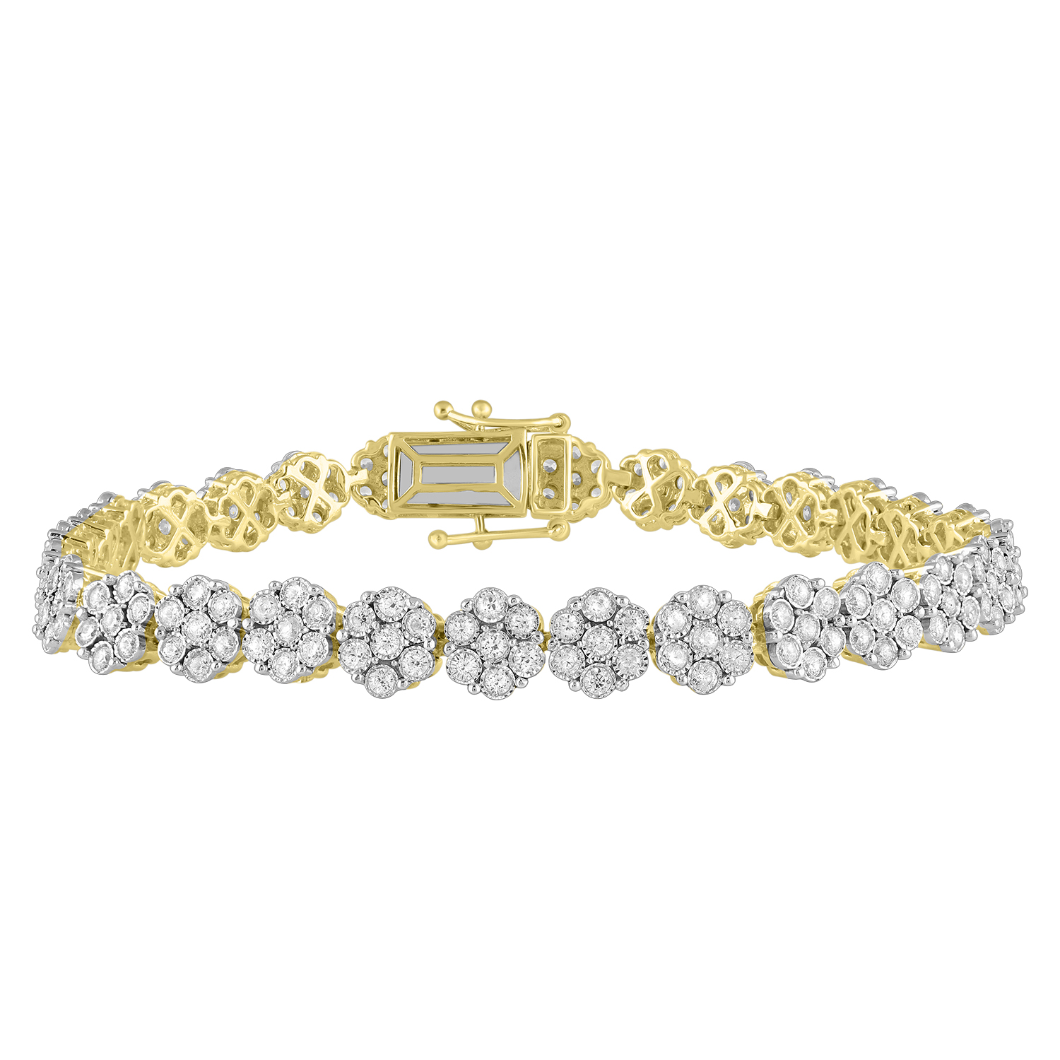 LADIES BRACELET 3.00CT ROUND DIAMOND 14K YELLOW GOLD - Image 1