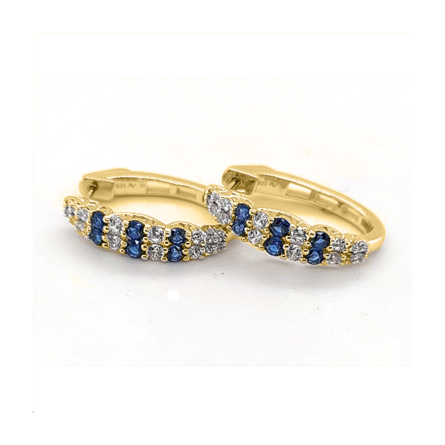 LADIES EARRINGS 1.00CT ROUND/EMERALD DIAMOND 14K YELLOW GOLD (CENTER STONE ROUND DIAMOND-0.50CT) - Image 1