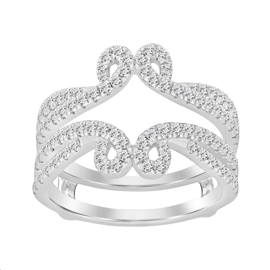 LADIES WRAP RING 0.75CT ROUND DIAMOND 14K WHITE GOLD - Image 1