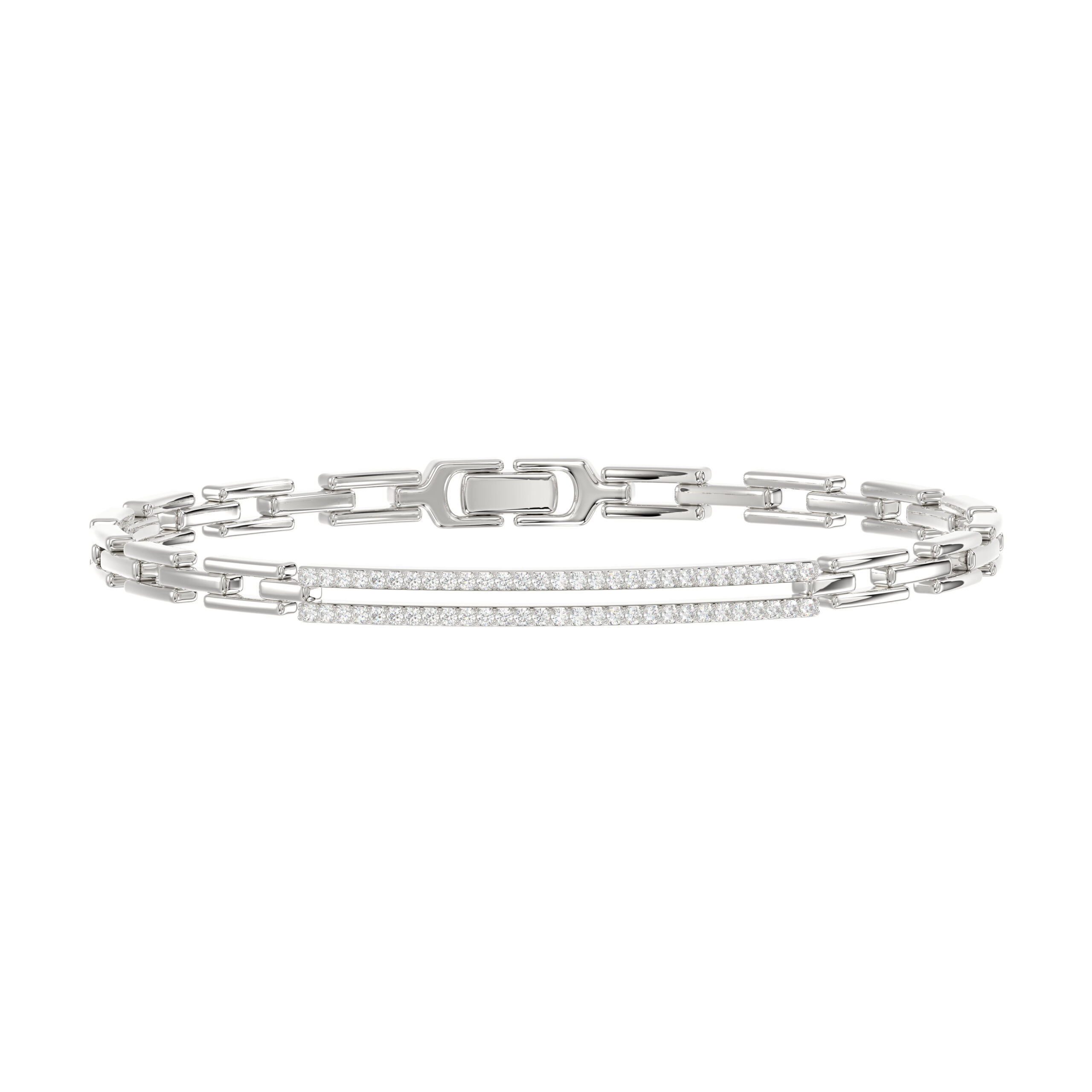 LADIES BRACELET 0.25CT ROUND DIAMOND 14K WHITE GOLD - Image 1