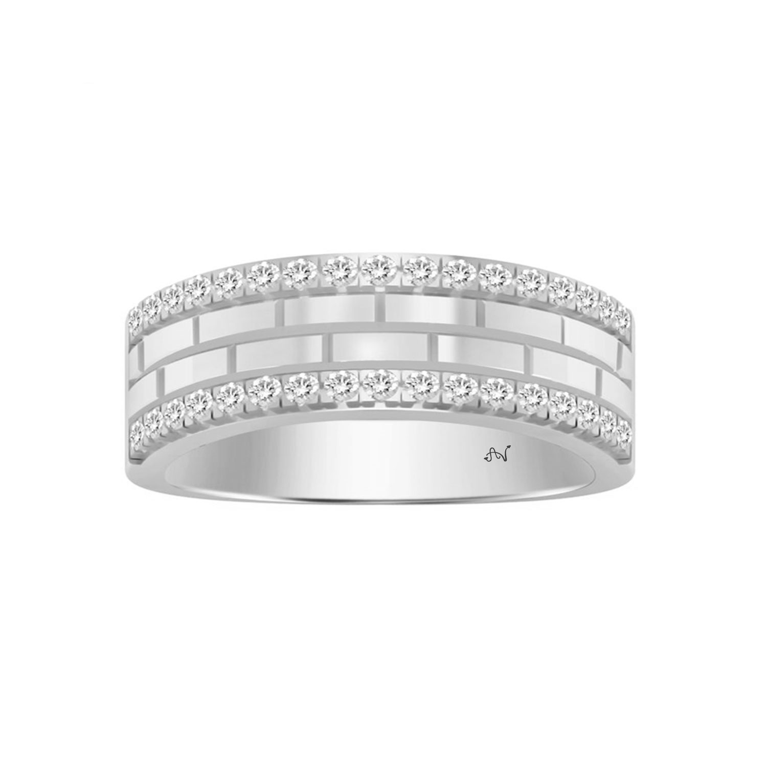 MEN'S BAND 0.50CT ROUND DIAMOND 14K WHITE GOLD - Image 1