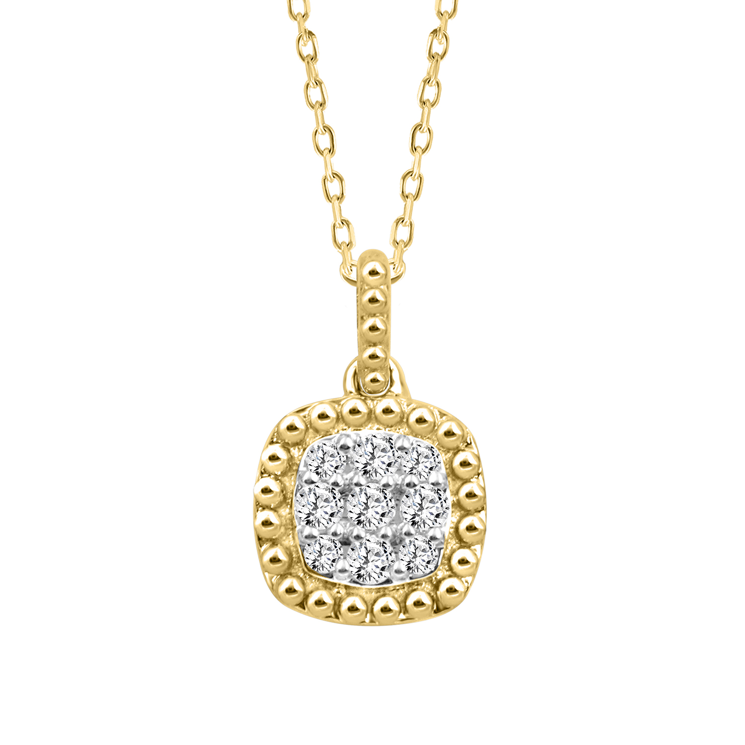 LADIES PENDANT WITH CHAIN 0.10CT ROUND DIAMOND 14K YELLOW GOLD - Image 1