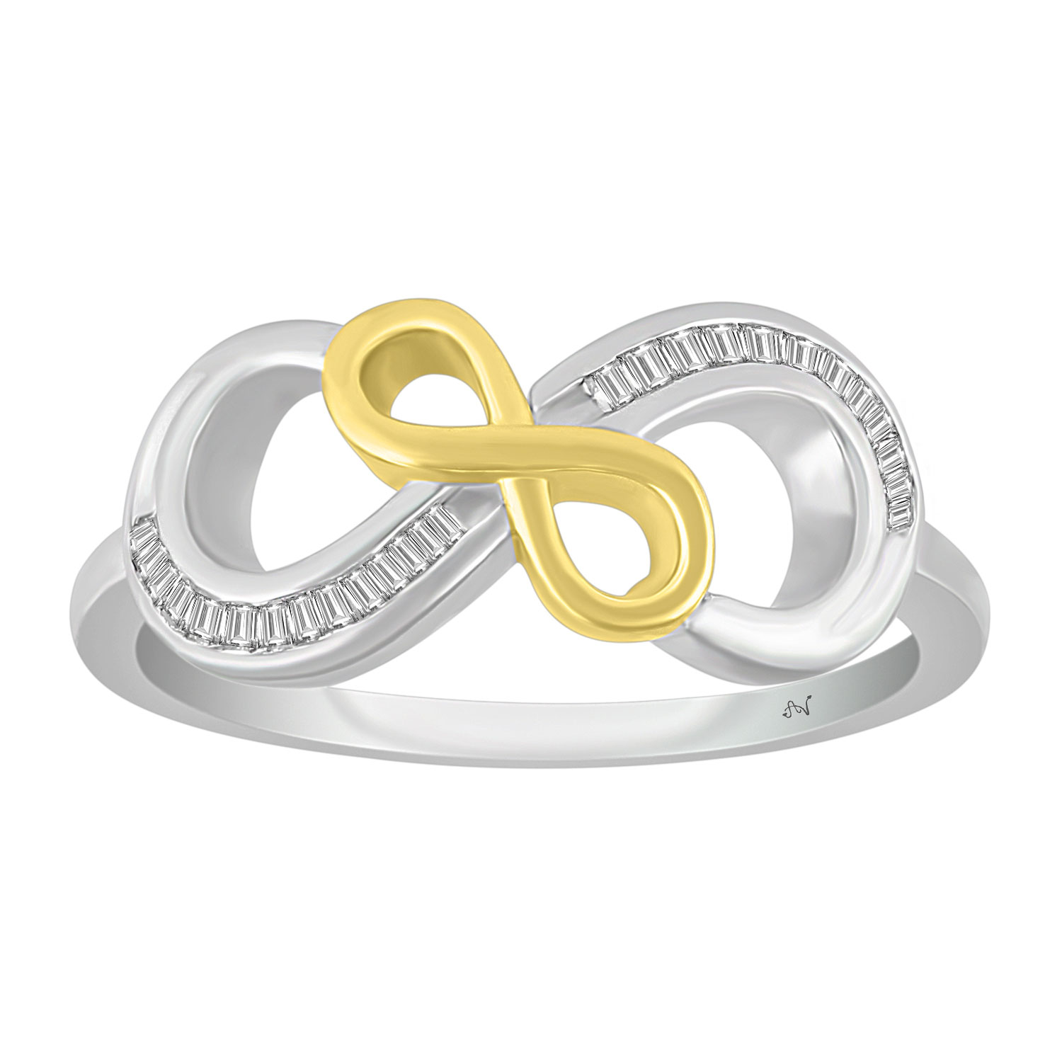 LADIES RING 0.10CT BAGUETTE DIAMOND 10K YELLOW/WHITE GOLD - Image 1