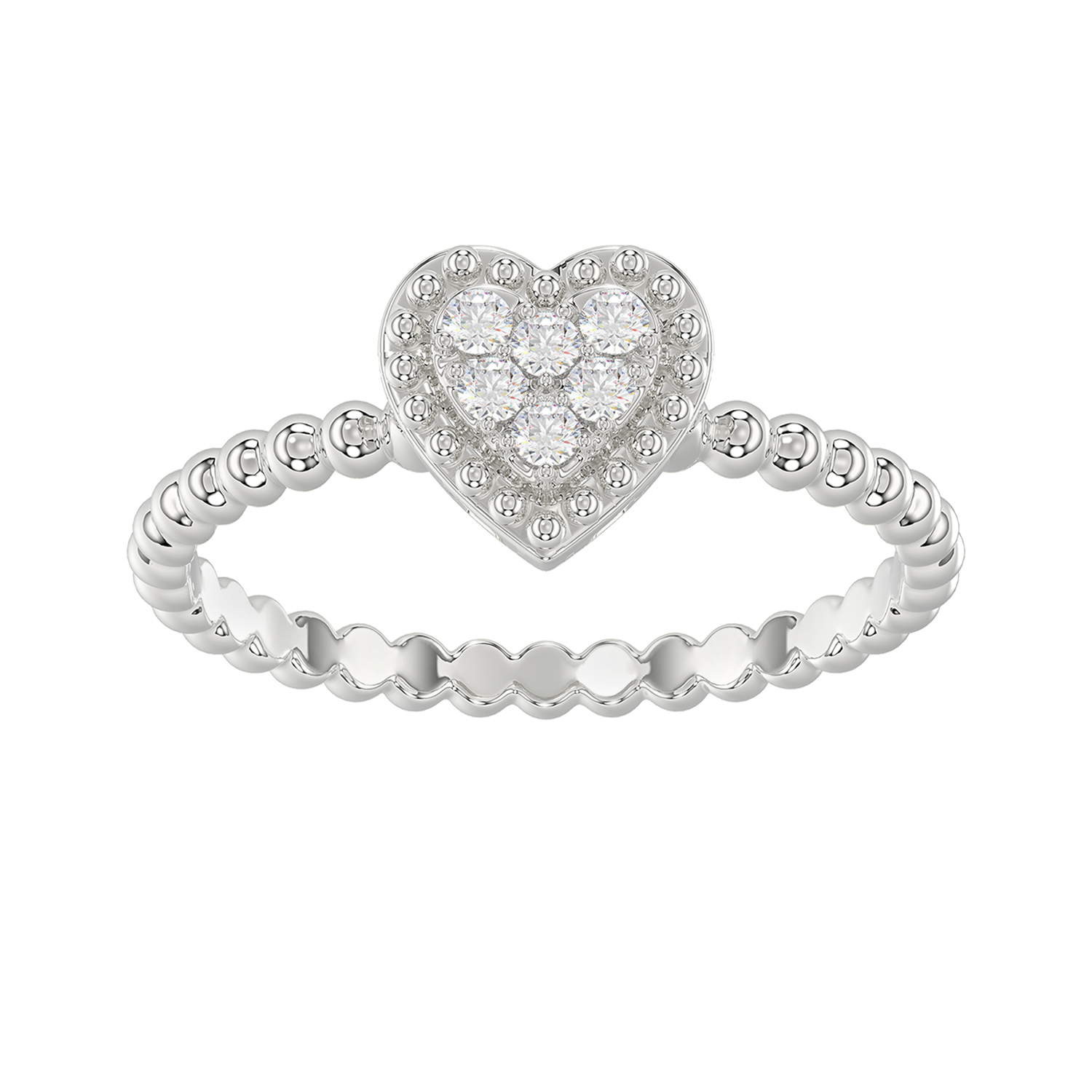 LADIES RING 0.10CT ROUND DIAMOND 14K WHITE GOLD - Image 1