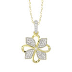 LADIES PENDANT WITH CHAIN 0.16CT ROUND DIAMOND 14K YELLOW GOLD