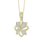 LADIES PENDANT WITH CHAIN 0.16CT ROUND DIAMOND 14K YELLOW GOLD - Image 3
