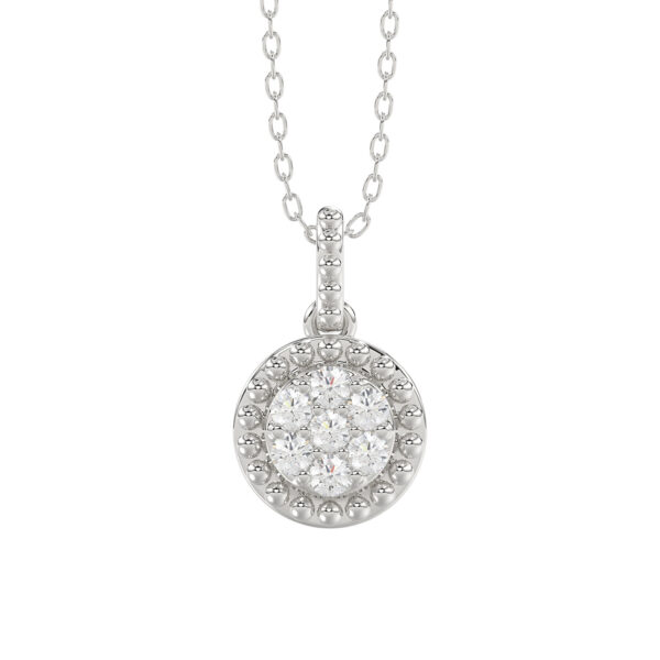 LADIES PENDANT WITH CHAIN 0.10CT ROUND DIAMOND 14K WHITE GOLD