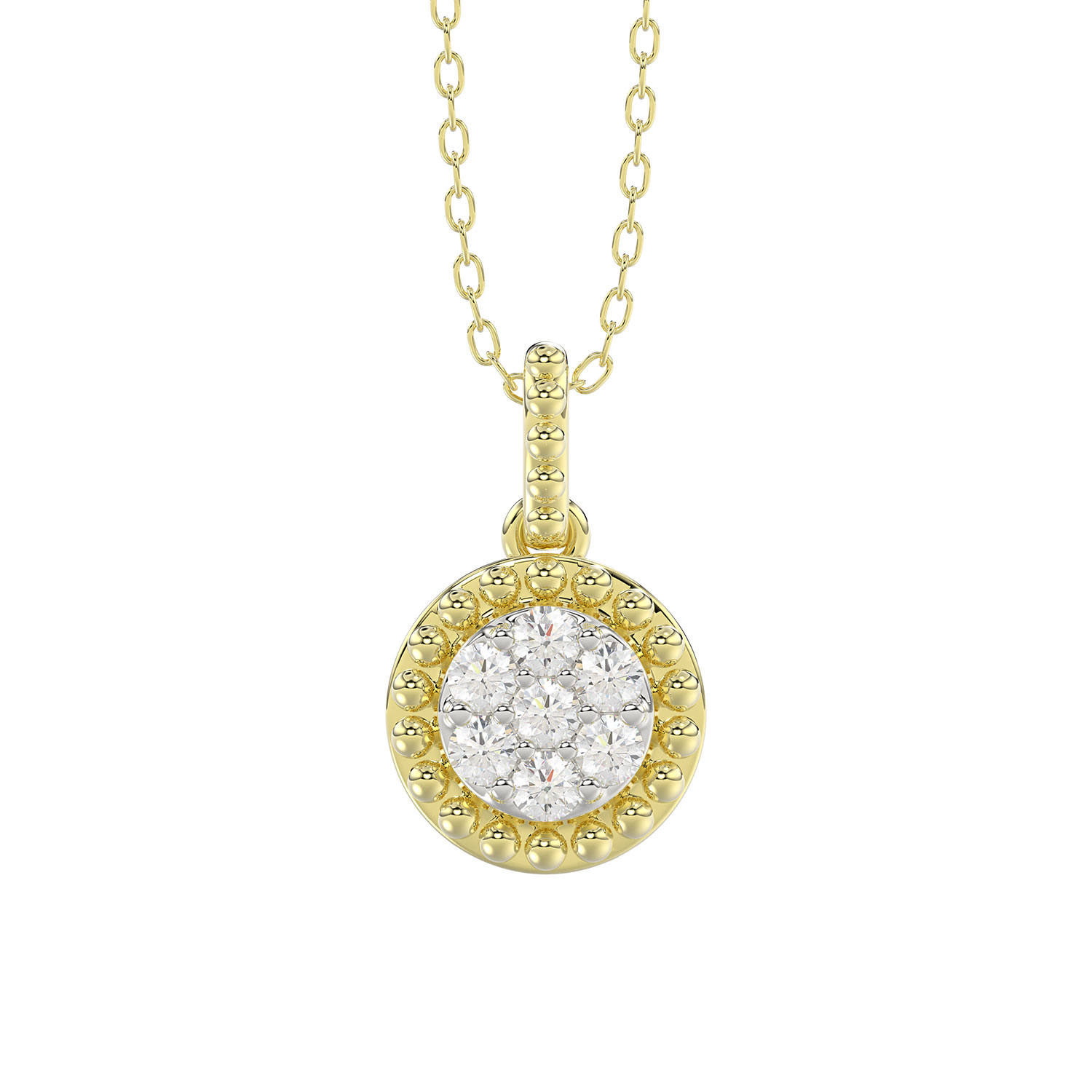 LADIES PENDANT WITH CHAIN 0.10CT ROUND DIAMOND 14K YELLOW GOLD - Image 1
