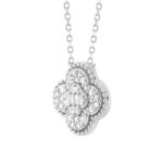 LADIES PENDANT WITH CHAIN 0.25CT ROUND/BAGUETTE DIAMOND 10K WHITE GOLD - Image 3