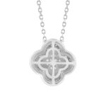 LADIES PENDANT WITH CHAIN 0.25CT ROUND/BAGUETTE DIAMOND 10K WHITE GOLD - Image 4