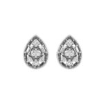 LADIES EARRINGS 0.20CT ROUND/BAGUETTE DIAMOND 10K WHITE GOLD